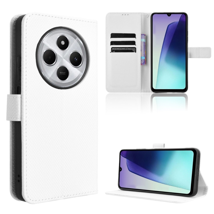 

For Redmi 14C 4G Diamond Texture Leather Phone Case(White)
