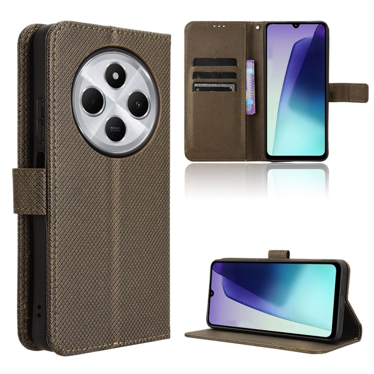 

For Redmi 14C 4G Diamond Texture Leather Phone Case(Brown)