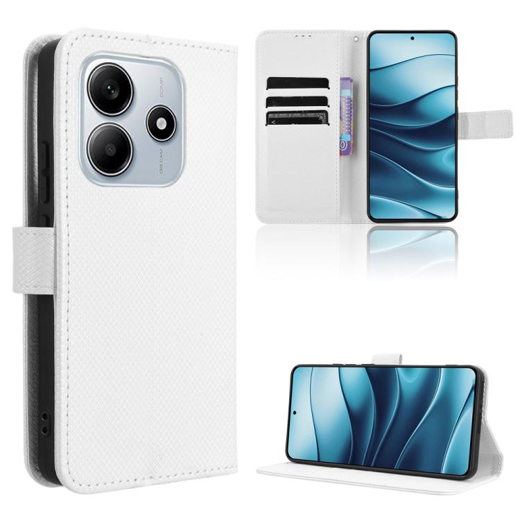 

For Redmi Note 14 4G Global 163.25mm Diamond Texture Leather Phone Case(White)