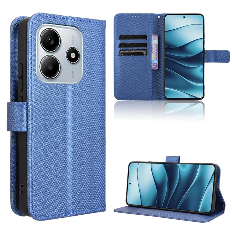 

For Redmi Note 14 4G Global 163.25mm Diamond Texture Leather Phone Case(Blue)
