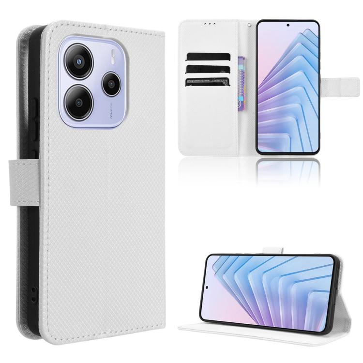 

For Redmi Note 14 4G 164.84mm EU Version Diamond Texture Leather Phone Case(White)