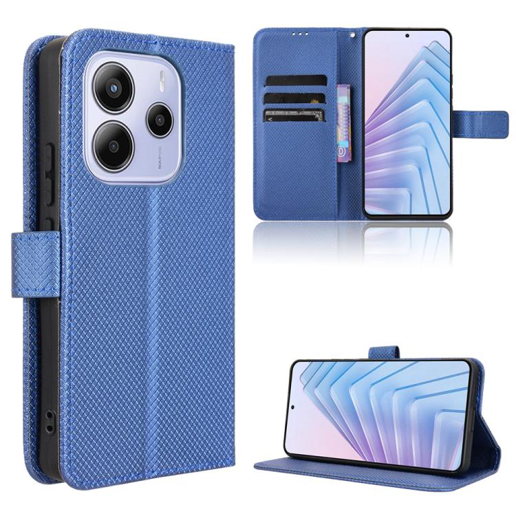 

For Redmi Note 14 4G 164.84mm EU Version Diamond Texture Leather Phone Case(Blue)