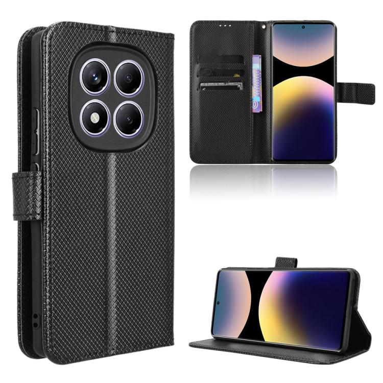 

For Redmi Note 14 Pro 4G Diamond Texture Leather Phone Case(Black)