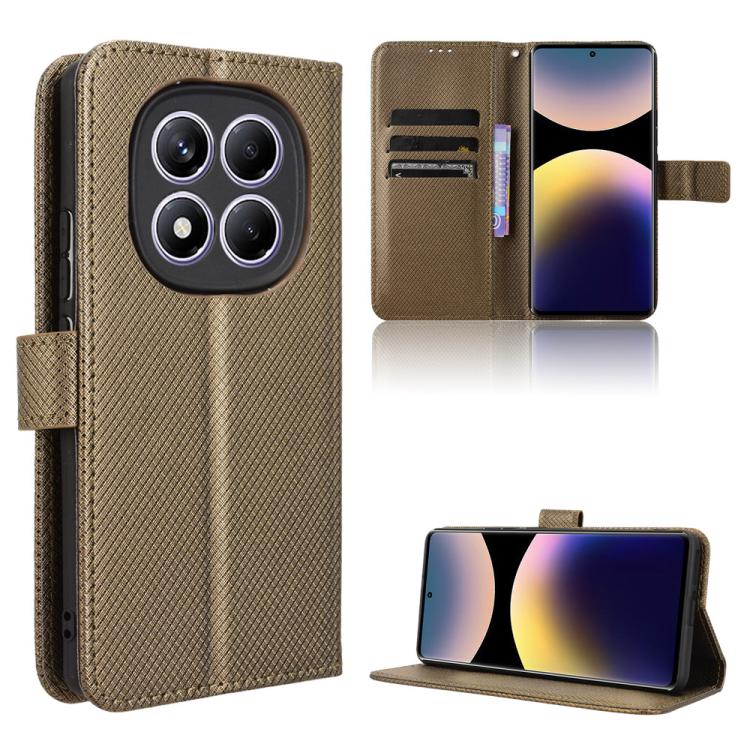 

For Redmi Note 14 Pro 4G Diamond Texture Leather Phone Case(Brown)