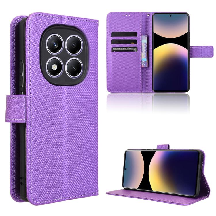 

For Redmi Note 14 Pro 4G Diamond Texture Leather Phone Case(Purple)