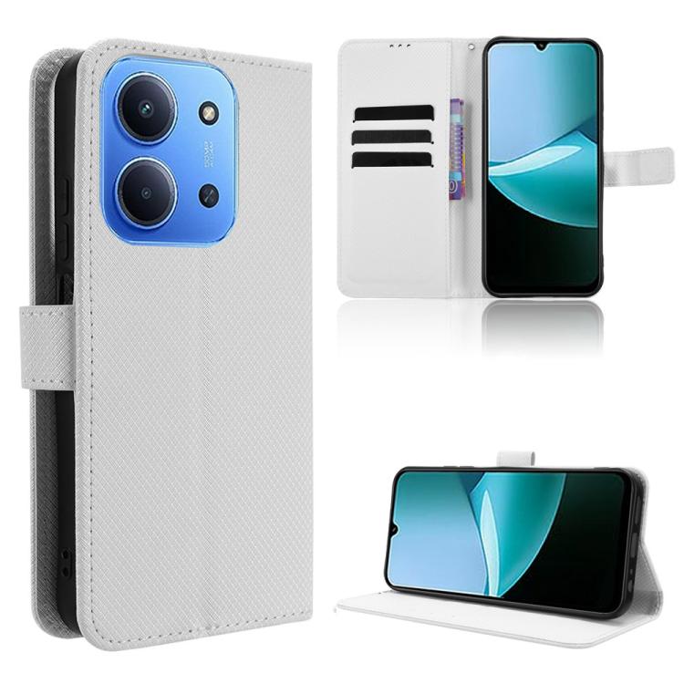 

For Redmi 15C 5G / 4G EU 173mm / Poco C85 5G Diamond Texture Leather Phone Case(White)