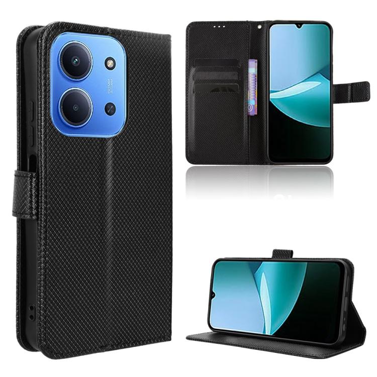 

For Redmi 15C 5G / 4G EU 173mm / Poco C85 5G Diamond Texture Leather Phone Case(Black)