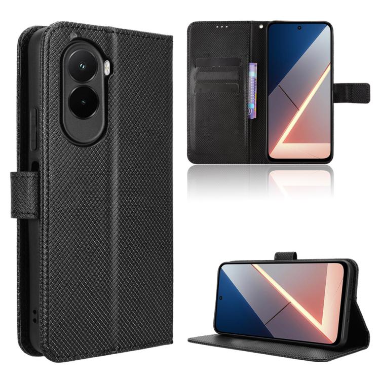 

For Xiaomi Poco M7 4G 169mm Diamond Texture Leather Phone Case(Black)