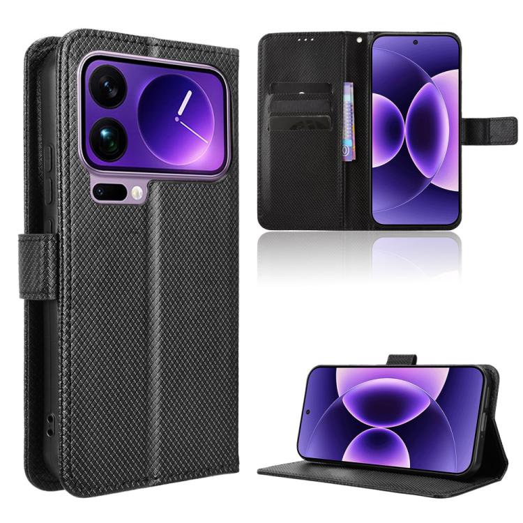 

For Xiaomi 17 Pro Max Diamond Texture Leather Phone Case(Black)