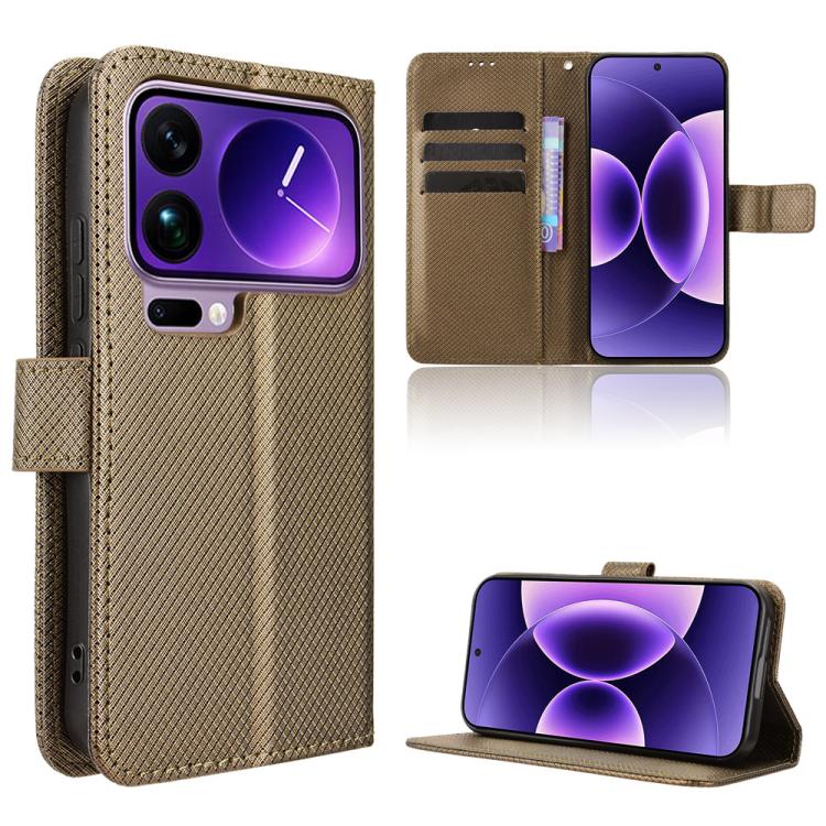 

For Xiaomi 17 Pro Diamond Texture Leather Phone Case(Brown)