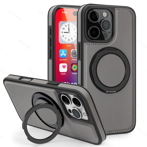 

For iPhone 16 Pro Max Yashi 360 Degree Rotating MagSafe Holder Phone Case(Grey)