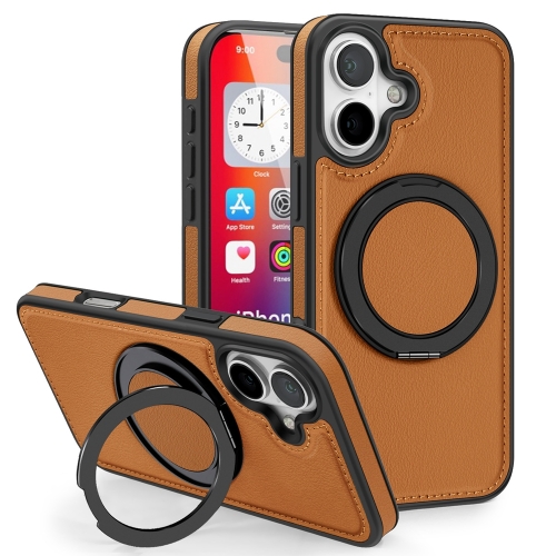 

For iPhone 16 Yashi 360 Degree Rotating MagSafe Holder Phone Case(Brown)