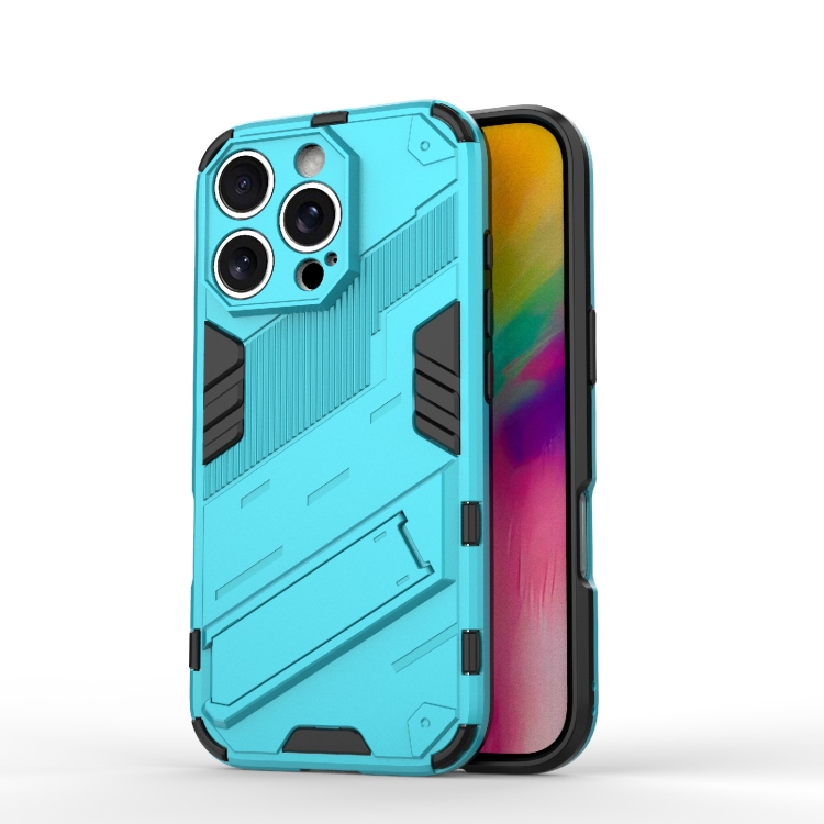 

For iPhone 16 Pro Punk Armor 2 in 1 PC + TPU Phone Case with Holder(Blue)