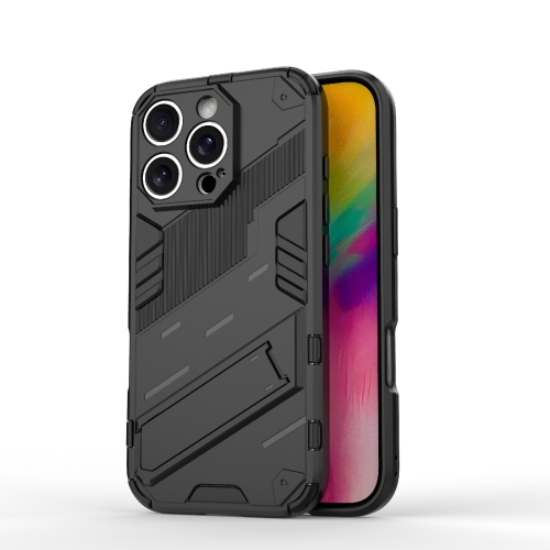 

For iPhone 16 Pro Max Punk Armor 2 in 1 PC + TPU Phone Case with Holder(Black)