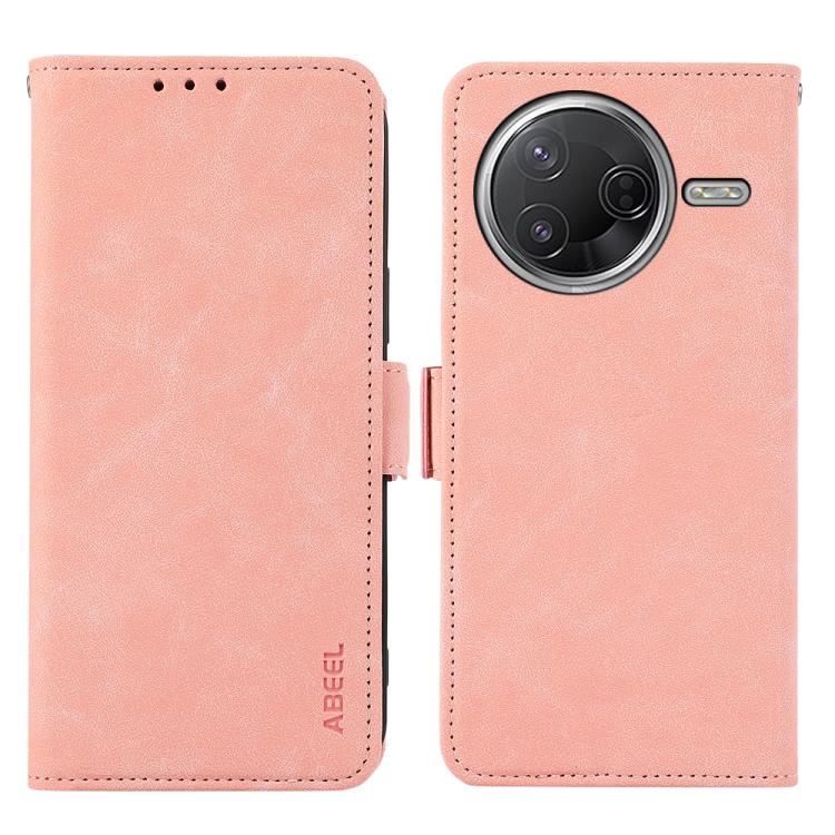 

For Redmi K80 / K80 Pro ABEEL Frosted Magnetic RFID Leather Phone Case(Pink)