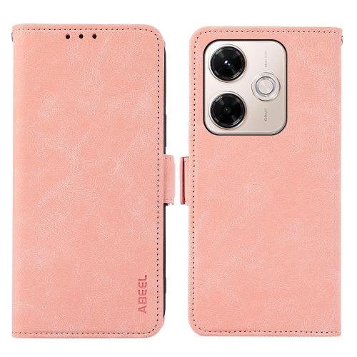 

For Redmi 13X ABEEL Frosted Magnetic RFID Leather Phone Case(Pink)