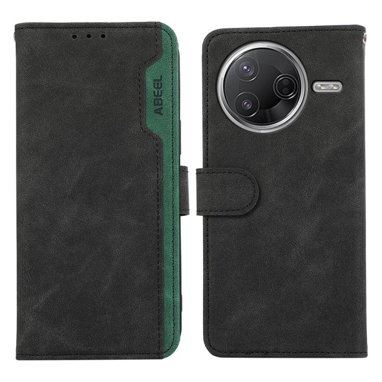 

For Redmi K80 / K80 Pro ABEEL Color Block Magnetic RFID Leather Phone Case(Black-Green)