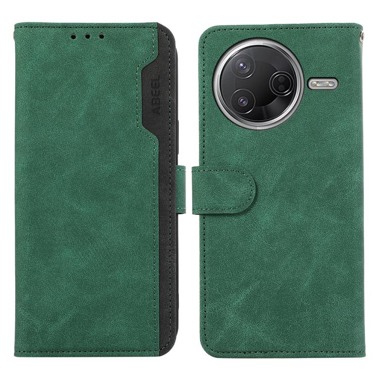 

For Redmi K80 / K80 Pro ABEEL Color Block Magnetic RFID Leather Phone Case(Green-Black)