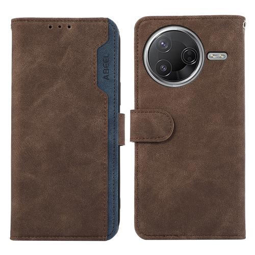 

For Redmi K80 / K80 Pro ABEEL Color Block Magnetic RFID Leather Phone Case(Brown-Blue)