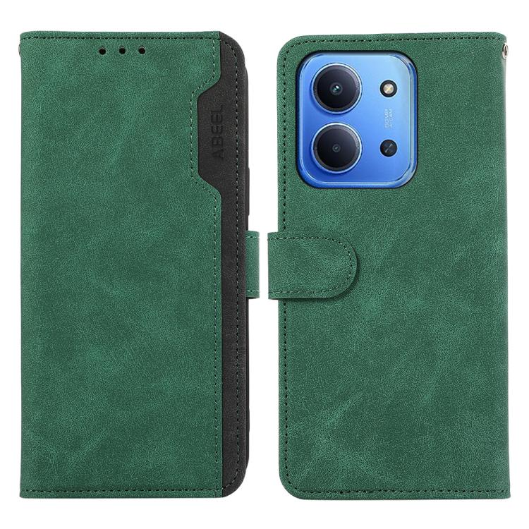 

For Redmi 15C 5G / 4G EU 173mm ABEEL Color Block Magnetic RFID Leather Phone Case(Green-Black)