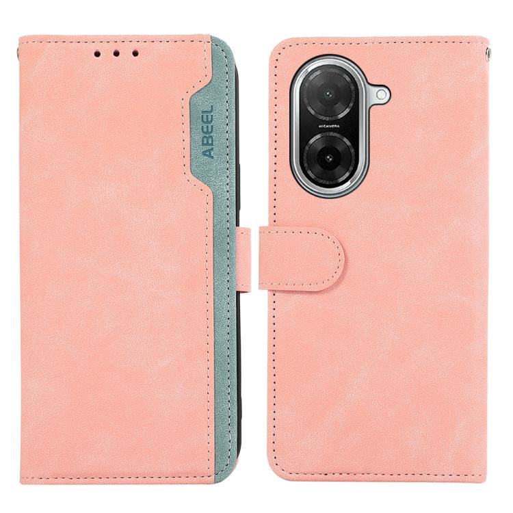 

For Redmi A5 4G 171.7mm / Poco C71 ABEEL Color Block Magnetic RFID Leather Phone Case(Pink-Cyan)