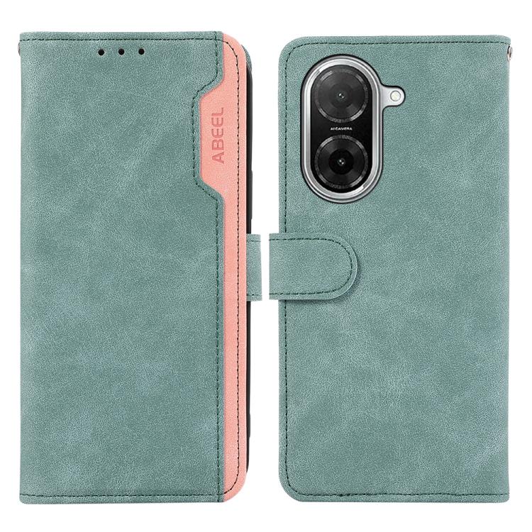 

For Redmi A5 4G 173.3mm ABEEL Color Block Magnetic RFID Leather Phone Case(Cyan-Pink)