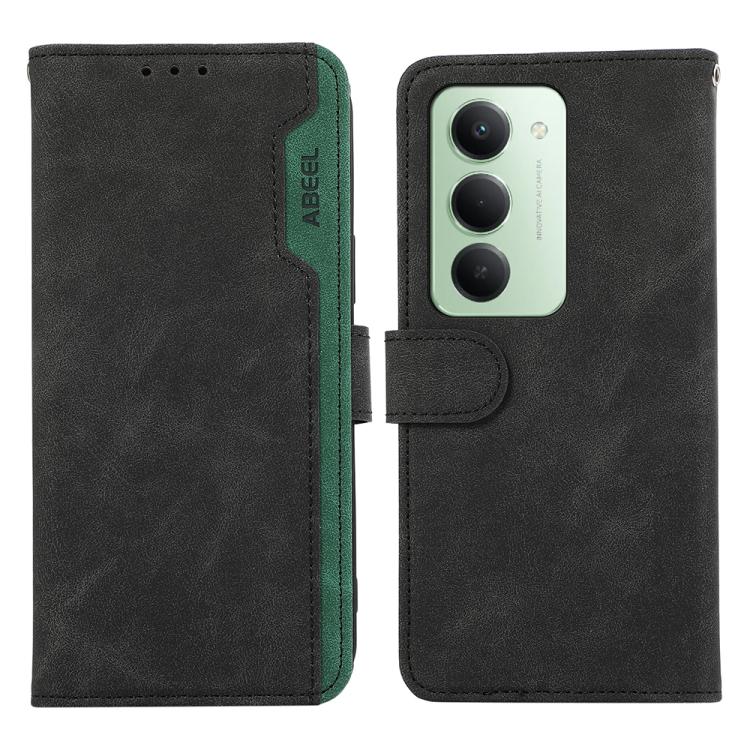 

For Redmi 15 5G Global / 15 4G SEA ABEEL Color Block Magnetic RFID Leather Phone Case(Black-Green)