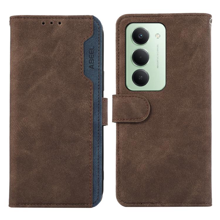 

For Redmi 15 5G Global / 15 4G SEA ABEEL Color Block Magnetic RFID Leather Phone Case(Brown-Blue)