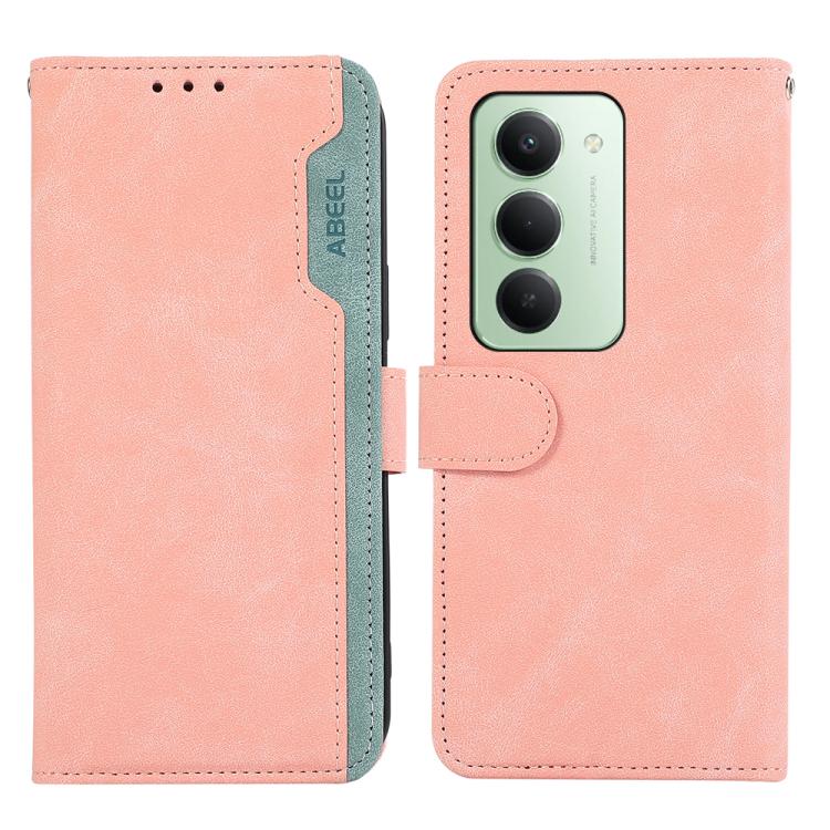 

For Redmi 15 5G / 4G EU 171mm ABEEL Color Block Magnetic RFID Leather Phone Case(Pink-Cyan)