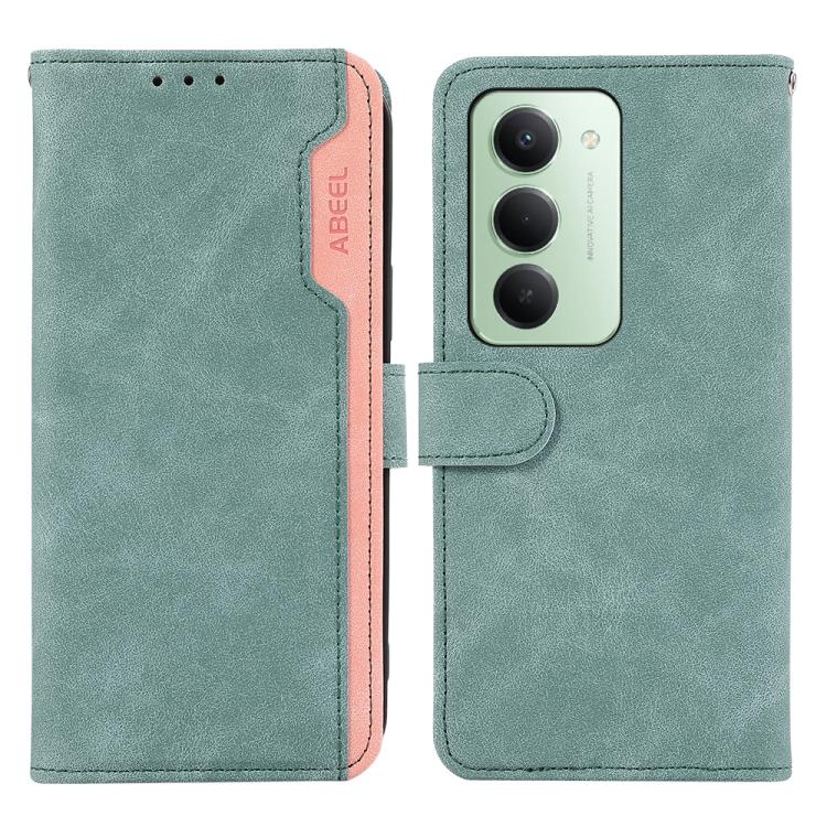 

For Redmi 15 5G / 4G EU 171mm ABEEL Color Block Magnetic RFID Leather Phone Case(Cyan-Pink)
