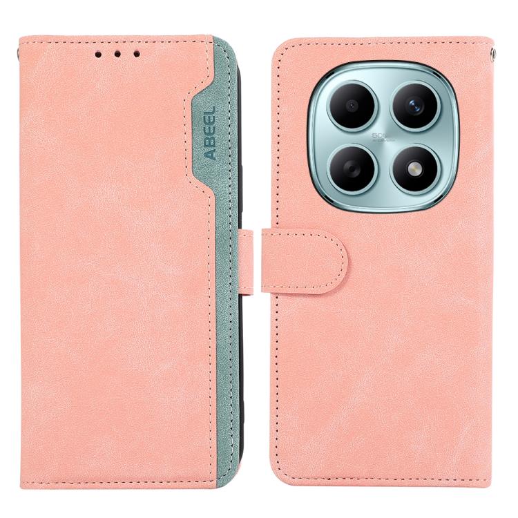 

For Redmi Note 15 5G Global 164mm ABEEL Color Block Magnetic RFID Leather Phone Case(Pink-Cyan)