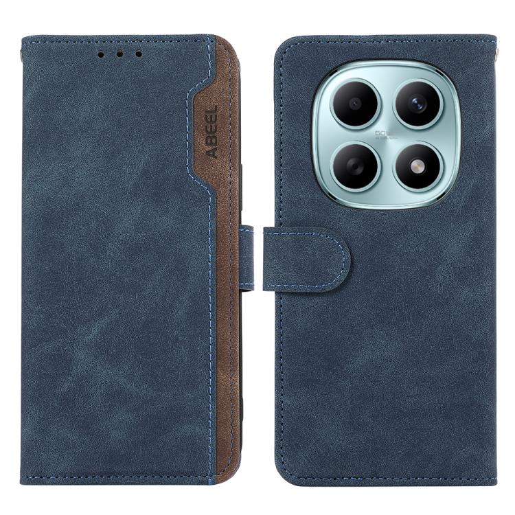 

For Redmi Note 15 5G Global 164mm ABEEL Color Block Magnetic RFID Leather Phone Case(Blue-Brown)