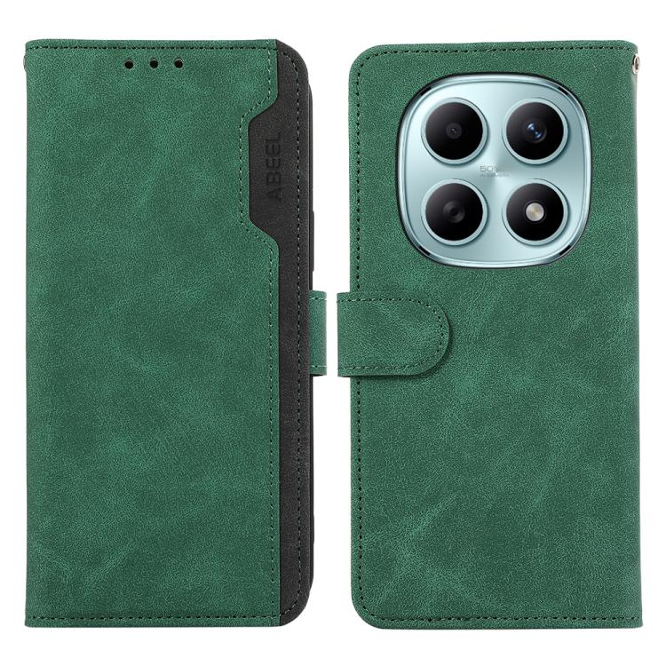 

For Redmi Note 15 5G Global 164mm ABEEL Color Block Magnetic RFID Leather Phone Case(Green-Black)