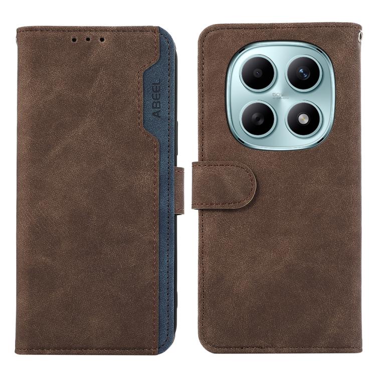

For Redmi Note 15 5G Global 164mm ABEEL Color Block Magnetic RFID Leather Phone Case(Brown-Blue)