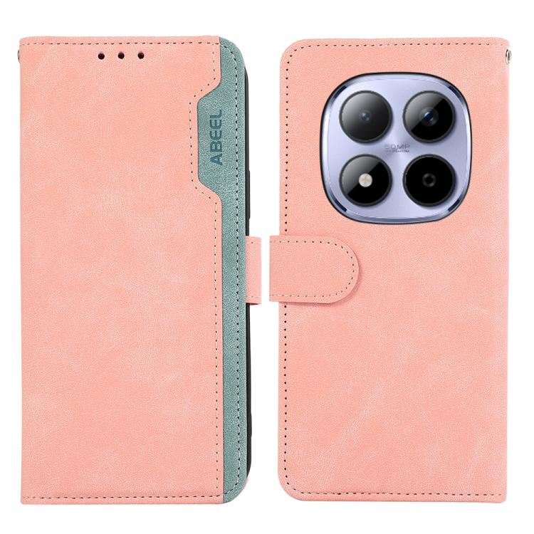 

For Redmi Note 15 Pro 5G Global 163.6 ABEEL Color Block Magnetic RFID Leather Phone Case(Pink-Cyan)