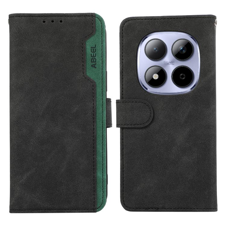 

For Redmi Note 15 Pro+ 5G Global 163.3 ABEEL Color Block Magnetic RFID Leather Phone Case(Black-Green)