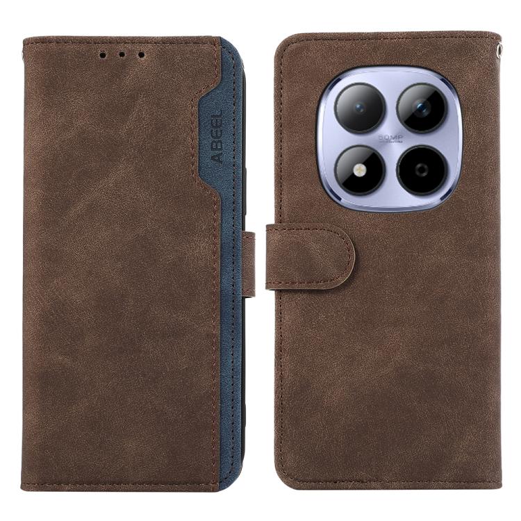 

For Redmi Note 15 Pro+ 5G Global 163.3 ABEEL Color Block Magnetic RFID Leather Phone Case(Brown-Blue)