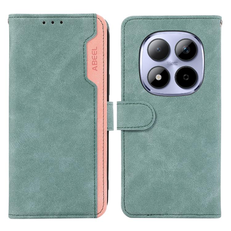 

For Redmi Note 15 Pro 4G Global 163.2mm ABEEL Color Block Magnetic RFID Leather Phone Case(Cyan-Pink)