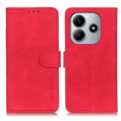

For Redmi Note 14 4G 163.25mm KHAZNEH Retro Texture Flip Leather Phone Case(Red)