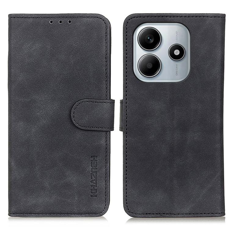 

For Redmi Note 14 4G 164.84mm KHAZNEH Retro Texture Flip Leather Phone Case(Black)