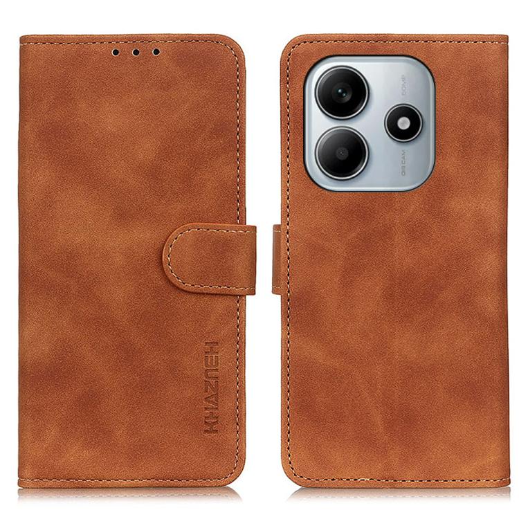 

For Redmi Note 14 4G 164.84mm KHAZNEH Retro Texture Flip Leather Phone Case(Brown)