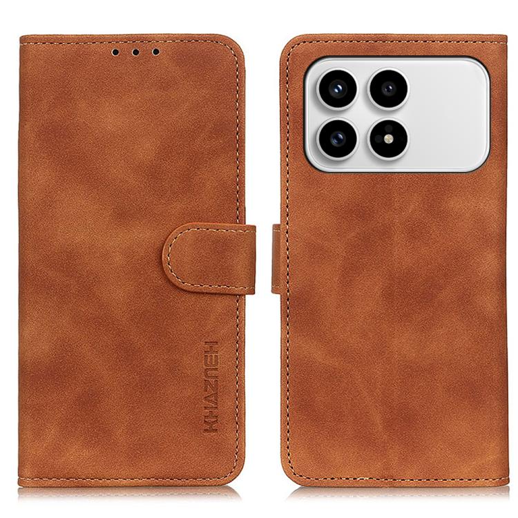 

For Redmi K90 / Poco F8 Pro KHAZNEH Retro Texture Flip Leather Phone Case(Brown)