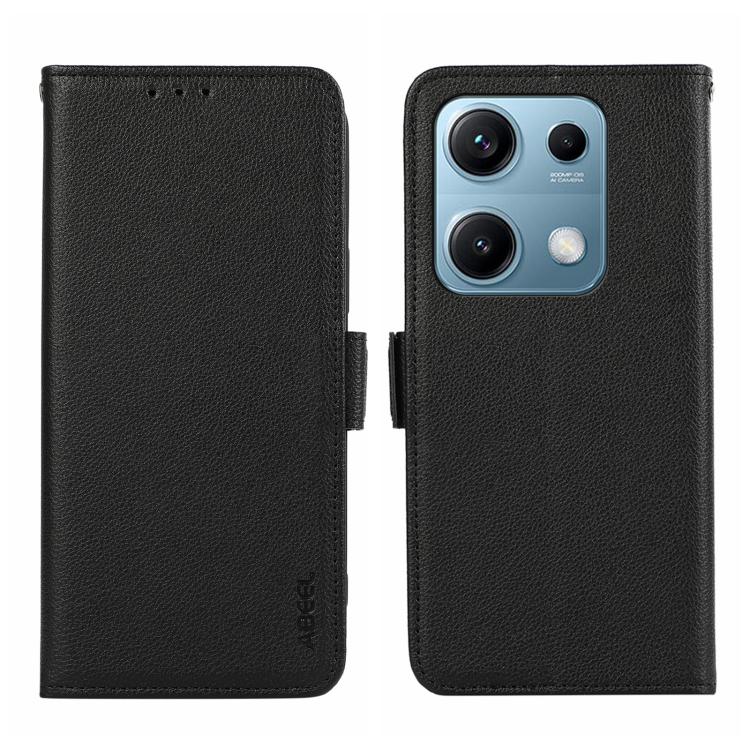 

For Redmi Note 14S 4G ABEEL Side-Magnetic Litchi Pattern Leather RFID Phone Case(Black)