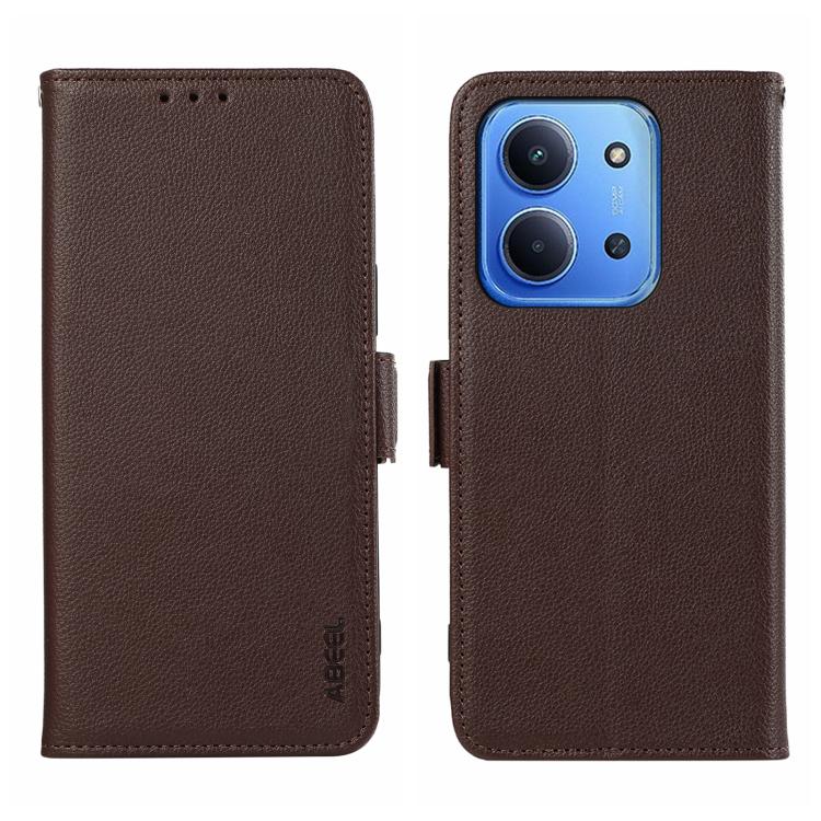 

For Redmi 15C 5G / 4G EU 173mm ABEEL Side-Magnetic Litchi Pattern Leather RFID Phone Case(Brown)