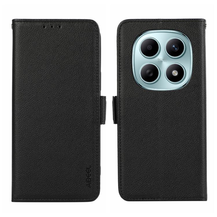 

For Redmi Note 15 5G Global 164mm ABEEL Side-Magnetic Litchi Pattern Leather RFID Phone Case(Black)