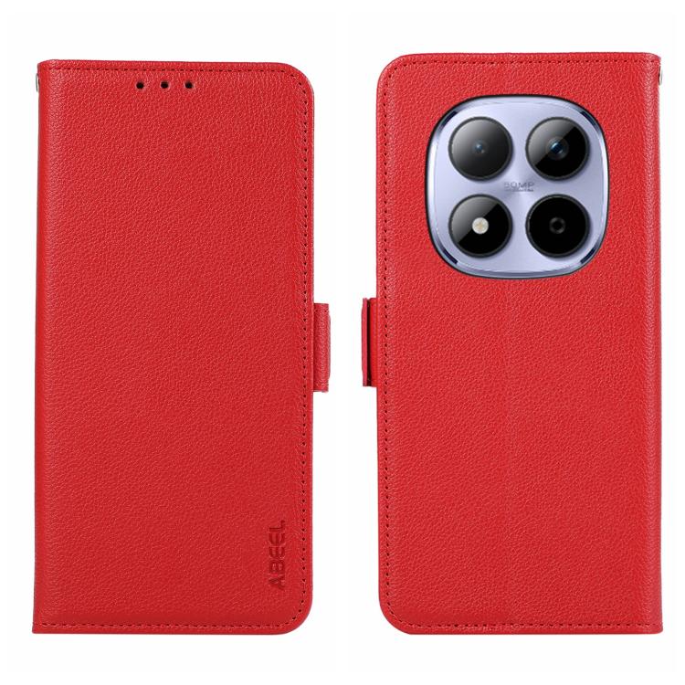 

For Redmi Note 15 Pro 5G Global 163.6 ABEEL Side-Magnetic Litchi Pattern Leather RFID Phone Case(Red)