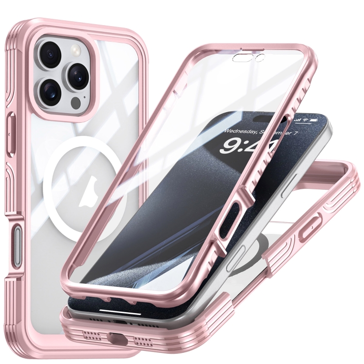

For iPhone 16 Pro RedPepper Tempered Glass MagSafe Phone Case(Pink)