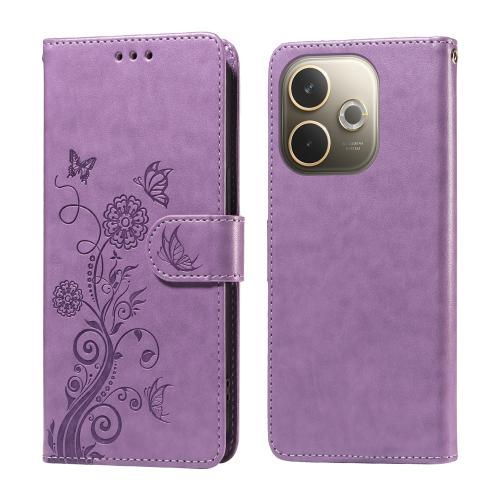 

For OPPO A5 Pro 5G Global Embossed Butterfly Flowers Leather Phone Case(Purple)