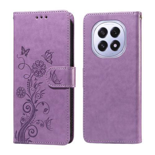 

For OPPO F29 5G Global Embossed Butterfly Flowers Leather Phone Case(Purple)