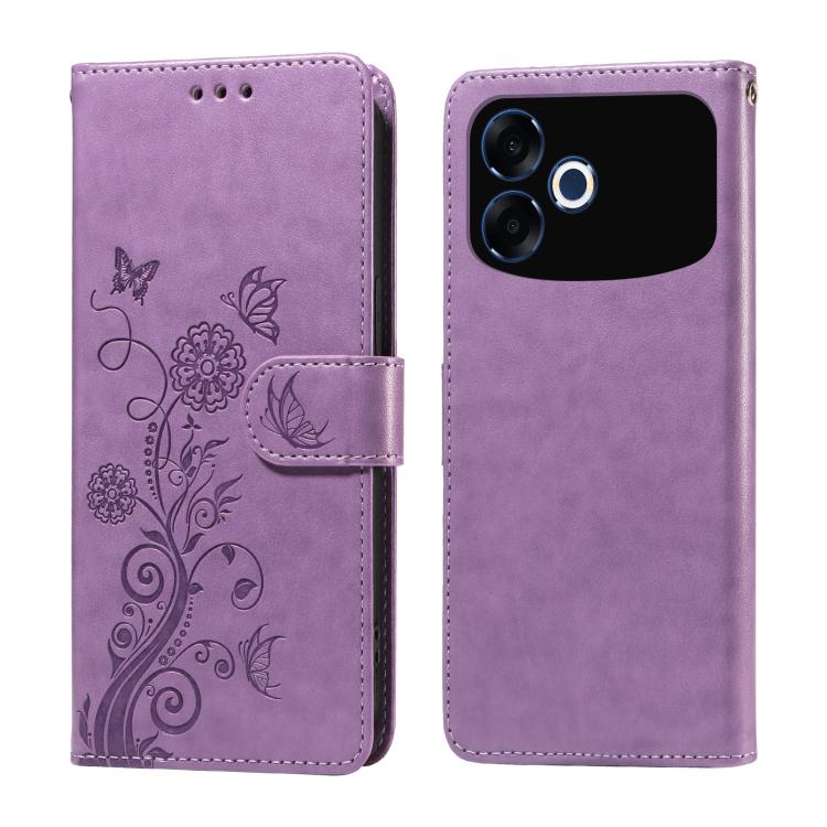

For OPPO F33 Pro 5G Embossed Butterfly Flowers Leather Phone Case(Purple)